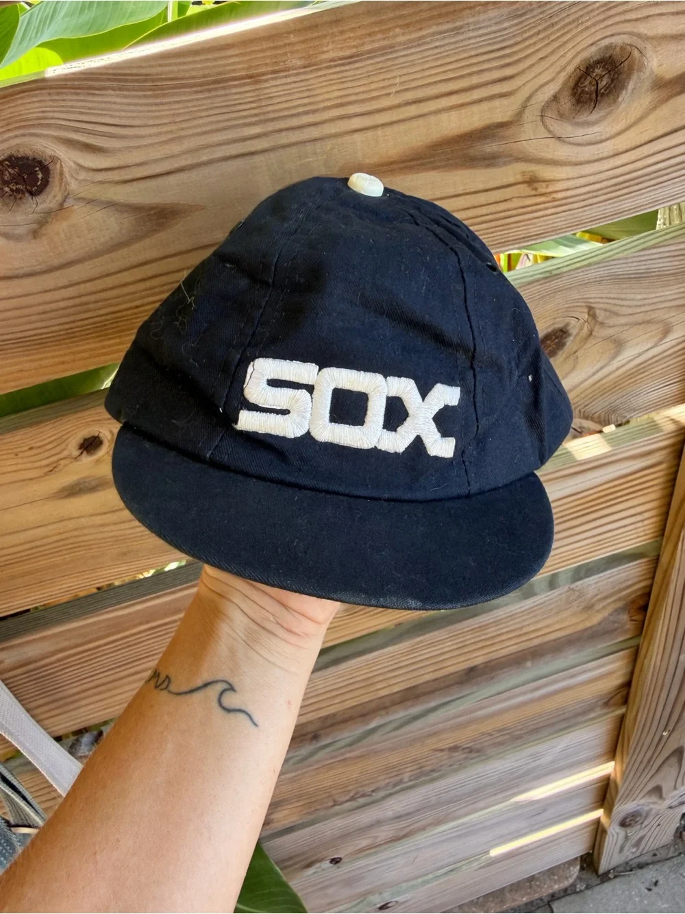 Vintage Kids Navy Black Baseball Hat with White SOX Logo